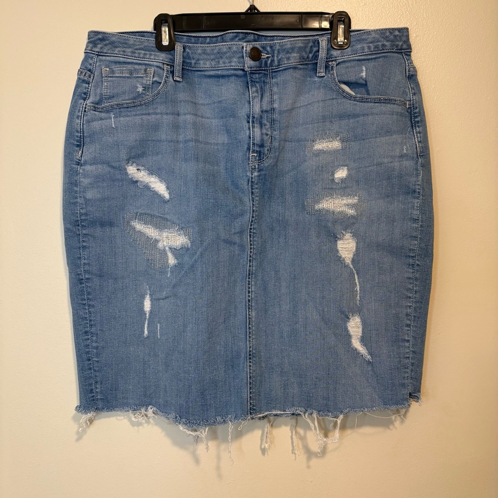 Lane Bryant Blue Distressed Pencil Skirt